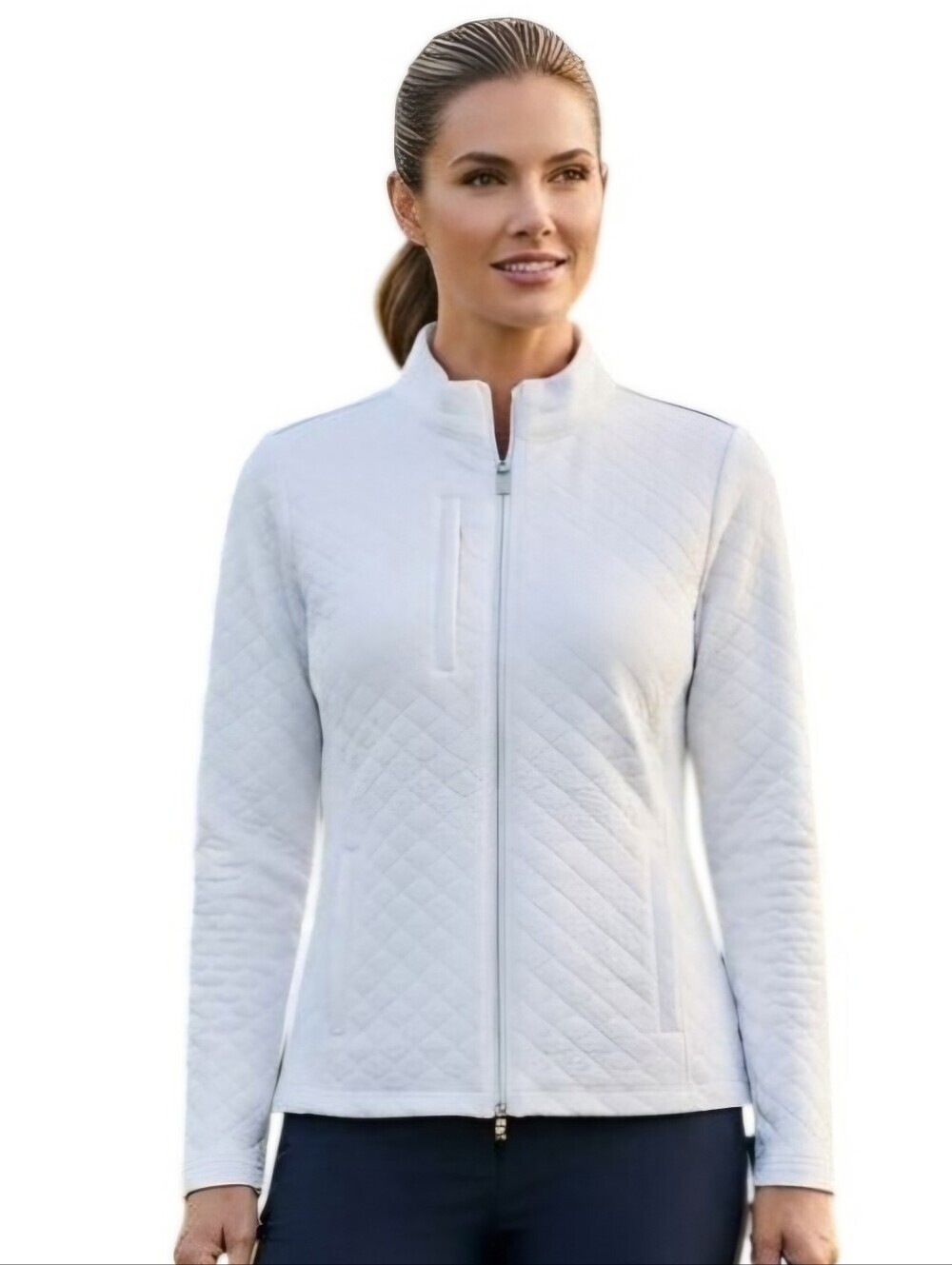 Peter Millar White Quilted Full Zip Golf Jacket Size M